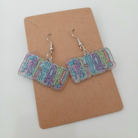 Fashion Jewelry Colorful 'Fri-Yay' Earrings - Picture 2 of 3